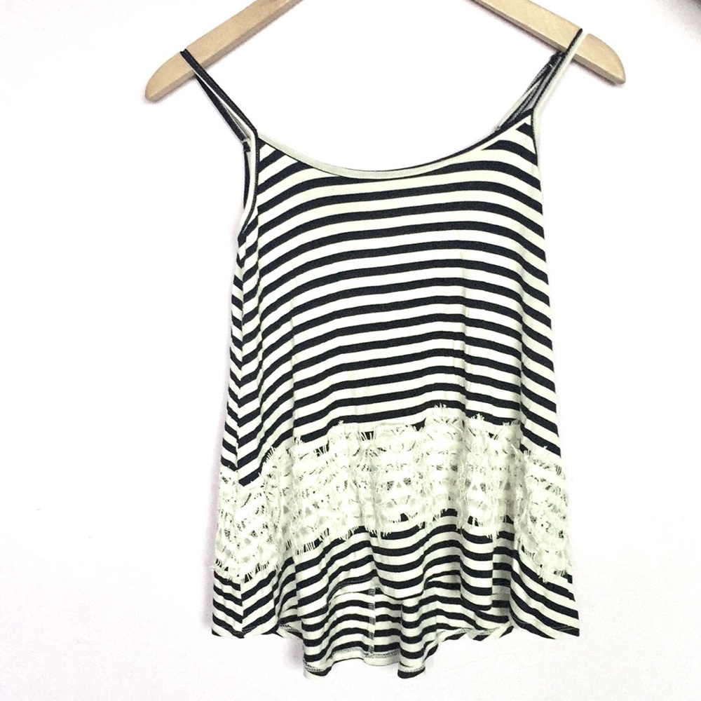 NAVY STRIPED TANK TOP WITH LACE (NEVER BEEN WORN)